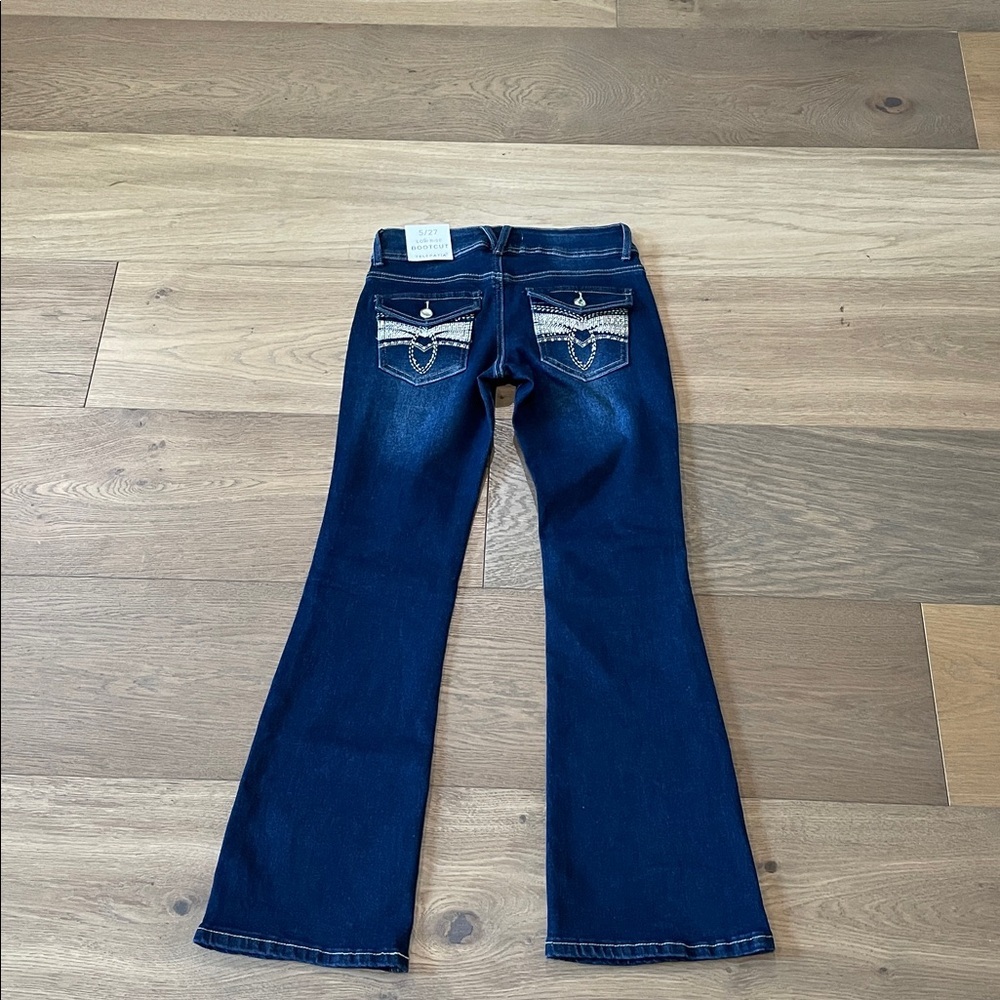 Telepatia Low Rise Boot Cut Jeans Rhinestone Embellished Size 5/27 NWT - Picture 8 of 11